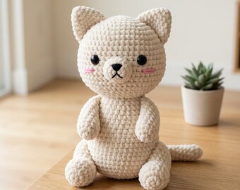 Amigurumi Kitten Crochet Pattern PDF, Plush Cat Amigurumi Toy Beginner Friendly, Instant Download.