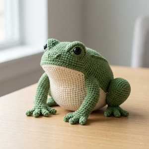 Haakpatroon amigurumi-kikker pdf, realistisch haakpatroon kikker pluche, schattige pluche pad digitale download.