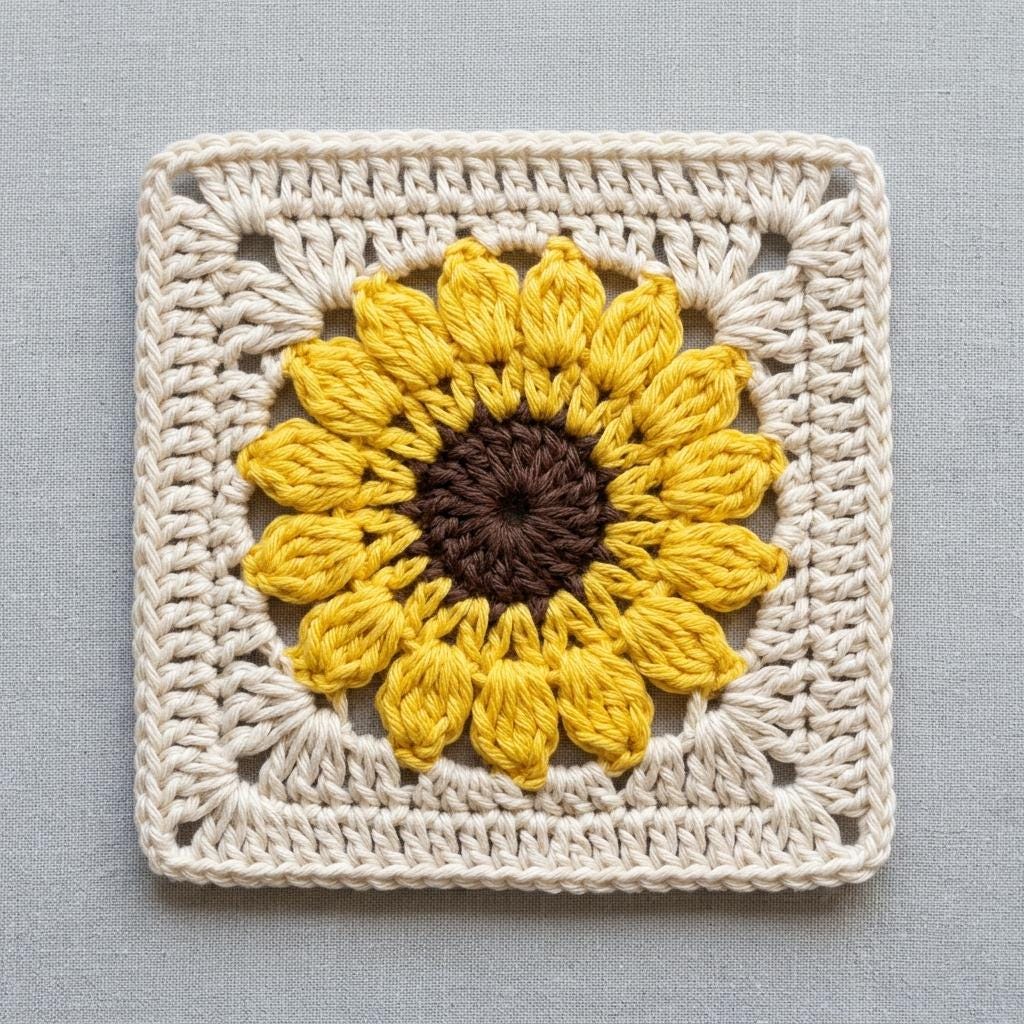 40 Sunflower Granny Square Crochet Patterns for Bright Blankets, Bags, and More 34 Crochet Sunflower Granny Square