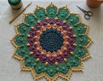 Häkelblumen Mandala Muster PDF, Doppelschicht Blumen Deckchen Muster, Elegante Spitze Stil Häkelanleitung, Instant Download.