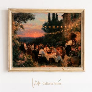 Outdoor Dinner Party Sunset, Vintage Garden Gathering Printable Wall Art (Digital Download) 34