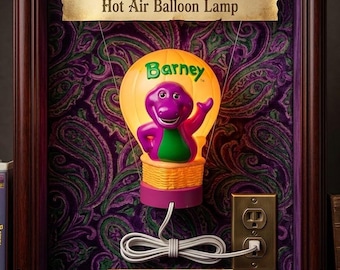 Vintage 1992 Barney-dinosaurus heteluchtballonlamp Happiness Express-nachtlampje