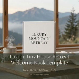 Luxus Tiny House Retreat Ratgeber | Sauna Hot Pot Kaltes Plunge Canva Template (Digitaler Download)