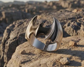 Batman-inspirerad ring • Fladdermusring • Metall-superhjältering • Filminspirerade smycken • Gotiska fladdermusringar • Vintage-ring