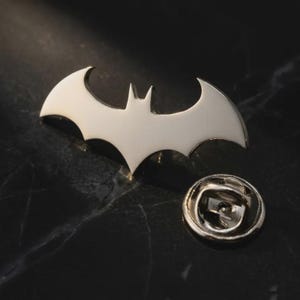 Batman inspired Lapel Pin – Bat Symbol Brooch, Stainless Steel Enamel Badge, DC Superhero Gotham Gift for Comic Fans, Movie Jewelry image 1
