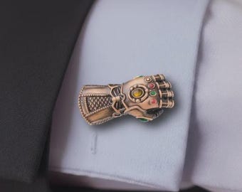 Thanos Gauntlet Manschettknappar • Ädelstensmanschettknappar • Lyxjuvel • Manschettknapp inspirerad av Thanos • Handgjord Marvel-accessoar