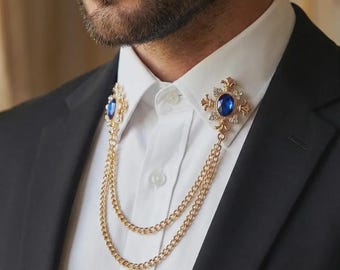 Edwardiansk pärlhalsbandsnål • Dubbelkedjad halsbandsklämma, gotiska viktorianska smycken