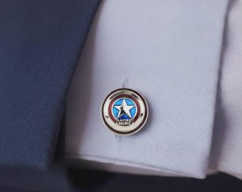 Handgjorda Captain America manschettknappar: Retro skölddesign
