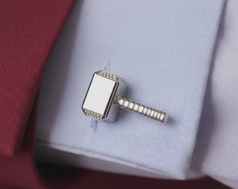 Thor Hammer Cufflinks: Handmade Retro Superhero Gift for Men