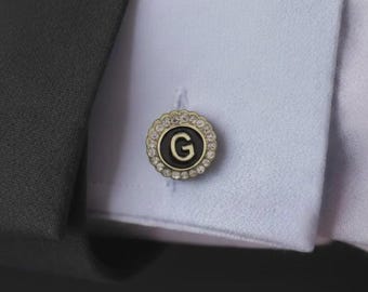 Personliga initialmanschettknappar • Handgjorda retro bröllopssmycken