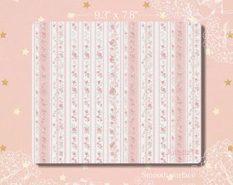 Tappetino per mouse shabby chic / Accessorio da scrivania cottagecore / Rettangolare a righe floreali rosa vintage