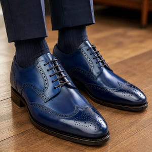 royal blue dress shoes for men OneDrop Handmade Cow Leather Studded Red Bottom Wedding Party Prom Loafers Blue / 13 featuring a striped satin down the vamp and matching patent leather upper on both sides Oxfords | 179 Royal Blue