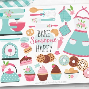 ベーカリー クリップアート、カップケーキ svg、カップケーキ svg、キッチン用品、エプロン svg、ベーキング、ベーキング セール - デジタル ダウンロード | 昇華 | SVG、EPS、PNG