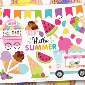 アイスクリーム トラックのクリップアート、アイスクリーム ショップ、夏、アイスキャンディー、自分で作る、カップケーキ svg - デジタル ダウンロード | 昇華 | SVG、EPS、PNG