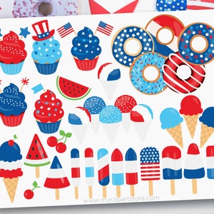 4 luglio Clipart, Ice-Cream svg, Snow Cones png, Sweet Treats, Candy Clip Art - Digital Download / Sublimation Design / SVG, EPS, PNG