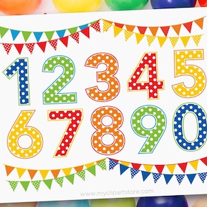 Polkadot Birthday Numbers Clipart, Dotted Numbers svg Digital Download Sublimation Design SVG, EPS, PNG image 1