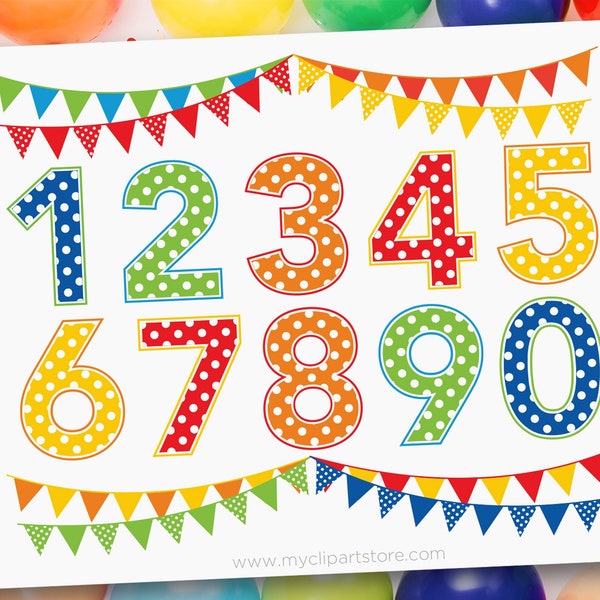 Polkadot Birthday Numbers Clipart, Dotted Numbers svg- Digital Download | Sublimation Design | SVG, EPS, PNG