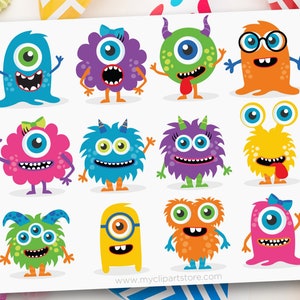 Niedliche Monster Clipart, Monster Geburtstagskarte, Baby Monster Clipart, Monster Clip Art, Monster svg, Monster Aufkleber