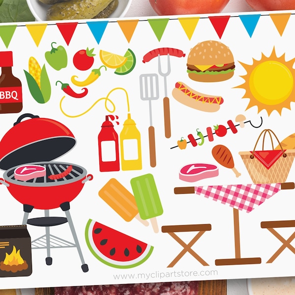 Summer BBQ Clipart, Backyard Barbecue SVG, Father's Day, King of the Grill, Picnic - Digital Download | Sublimation Design | svg, eps, png