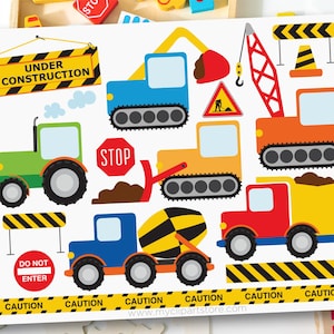 Construction Vehicles Clipart, Transportation Clip Art, Digger svg, Cars Trucks Digital Download Sublimation Design SVG, EPS, PNG image 1