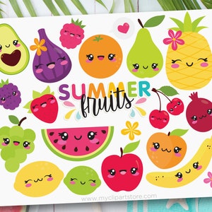 Tutti Frutti Clipart, Zomer clipart, Kawaii Fruit, Two-tti Frutti, 2e verjaardag - Digitale download | Sublimatieontwerp | SVG, EPS, PNG