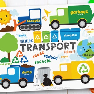 Recycling Fahrzeuge Clipart, Müllauto, Dump Truck svg, Zero Waste, Earth Day - Digital Download | Sublimationsdesign | SVG, EPS, PNG