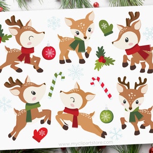 Cute Reindeer Clipart, Christmas Clipart, Winter Animals - Digital Download | Sublimation Design | SVG, EPS, PNG