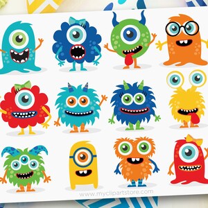 Niedliche Monster Clipart, Monster Geburtstagskarte, Baby Monster Clipart, Geburtstag, Monster svg - digitaler Download | Sublimation | SVG, EPS, PNG