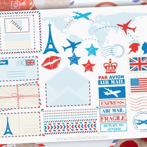 Clipart pocztowy, Clipart lotniczy, Par Avion, Koperty pocztowe, Royal Mail, Samolot svg
