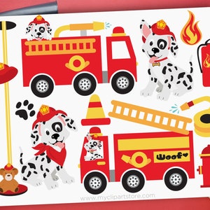 Fire Engine svg, Firefighter Clipart, Dalmatian, Fire Truck svg, Fireman svg Digital Download Sublimation Design SVG, EPS, PNG image 1