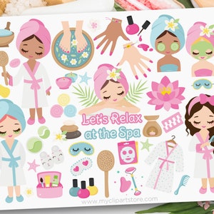 Spa Day Clipart, Cute Spa Girl, Self Care, Spa Birthday, Manicure, Pedicure, Mani Pedi Digital Download Sublimation SVG, EPS, PNG image 1