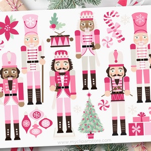 Clipart de quebra-nozes, ameixa de açúcar, clipart de doces de Natal, quebra-nozes rosa, bastão de doces - download digital | Sublimação | SVG, EPS, PNG