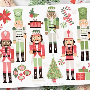 Clipart de quebra-nozes vintage, quebra-nozes svg, clipart de Natal, cores suaves, bastão de doces - download digital | Sublimação | SVG, EPS, PNG