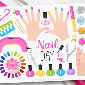 Manicure Clipart: Nail Salon Graphics (Digital Download)
