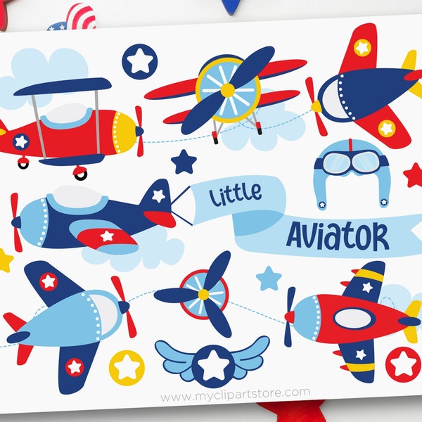 Little Aviator Clipart, Airplane Clipart, Pilot Clipart, Air Transport, Airplane svg - Digital Download | Sublimation Design | SVG, EPS, PNG