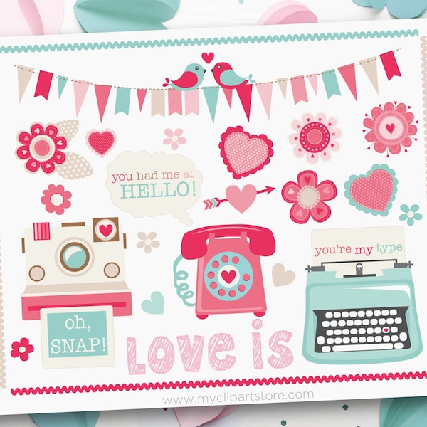 Retro Valentine's Day Clipart, Funny Valentine Sayings, Old Typewriter svg - Digital Download | Sublimation Design | SVG, EPS, PNG