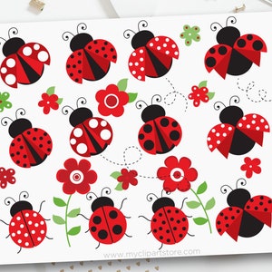 Red Lady Bug Clipart Bundle, Ladybugs svg, Lady Bird png - Digital Download / Sublimation Design / SVG, EPS, PNG