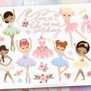 Linda bailarina svg, clipart de princesa de hadas, ballet, niña, fiesta de cumpleaños, tutú, zapatillas - Descarga digital / Sublimación / SVG, EPS, PNG