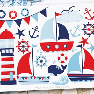 Nautical Clipart Boy, Summer clipart, Beach Clipart, Sail Boat svg Digital Download Sublimation Design SVG, EPS, PNG image 1