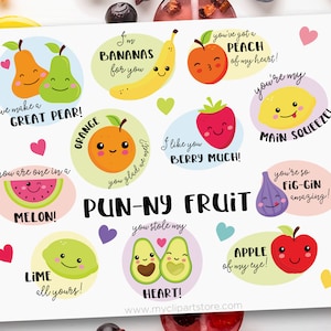 Clipart de frutas lindas, imágenes prediseñadas Kawaii, refranes divertidos, chistes de San Valentín, pegatinas - Descarga digital / Diseño de sublimación / SVG, EPS, PNG
