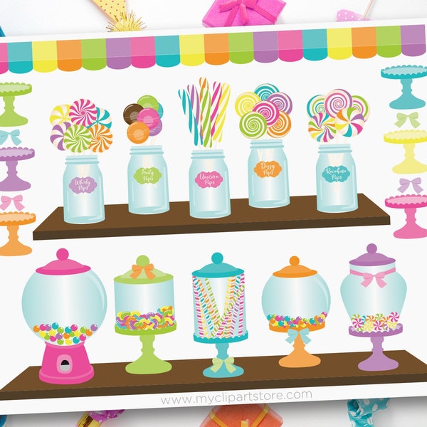 Candy Shoppe Clipart, Lollipops Clip Art, Sweets svg, Birthday Party - Digital Download | Sublimation Design | SVG, EPS, PNG