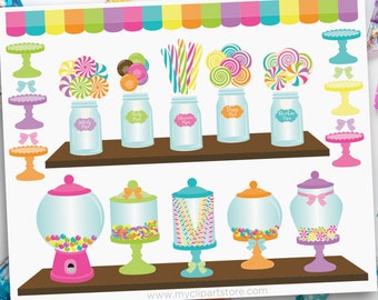 Candy Shoppe Clipart, Lollipops Clip Art, Sweets svg, Birthday Party - Digital Download | Sublimation Design | SVG, EPS, PNG