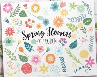 Spring Flowers Clipart, Mother's Day Clipart, Tea Party, Floral Wedding Invitation - Digital Download | Sublimation Design | SVG, EPS, PNG