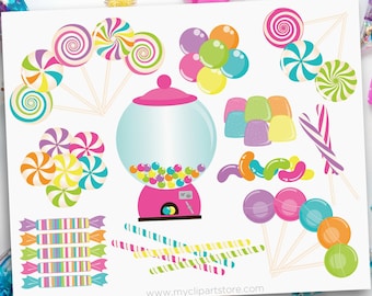 Candyland Clipart, Sweet Shop Clip Art, Candy svg, candy cane svg, Printable Birthday Party - Digital Download | Sublimation | SVG, EPS, PNG