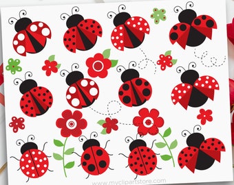 Red Lady Bug Clipart Bundle, Ladybugs svg, Lady Bird png - Digital Download | Sublimation Design | SVG, EPS, PNG