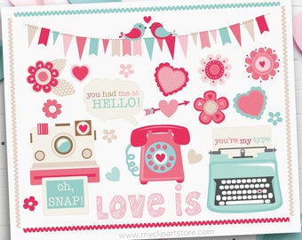 Retro Valentine's Day Clipart, Funny Valentine Sayings, Old Typewriter svg - Digital Download | Sublimation Design | SVG, EPS, PNG