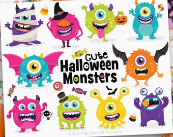 Halloween Monsters, Cute Monster svg, Halloween Clipart, Baby Monster, Monster Party - Digital Download | Sublimation Design | SVG, EPS, PNG