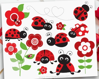 Red Lady Bug Clipart, Ladybug svg, Lady Birds   - Digital Download | Sublimation Design | SVG, EPS, PNG