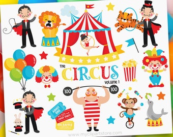 Circus Clipart, Big Top svg, Fun Fair, Animals, Carnival, Red Yellow Blue, Circus Tent svg - Digital Download | Sublimation | SVG, EPS, PNG