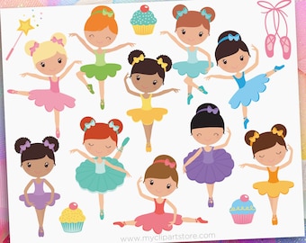 Little Ballerina Clipart, Fairy Princess Clip Art, Ballerina svg, Tutu svg - Digital Download | Sublimation | SVG, EPS, PNG